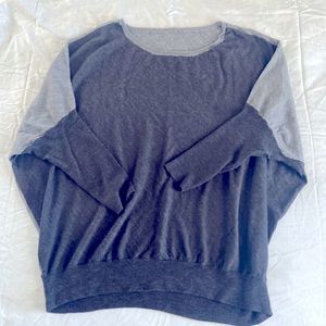 Eileen Fisher light weight draped and oversized Merino wool grey sweater